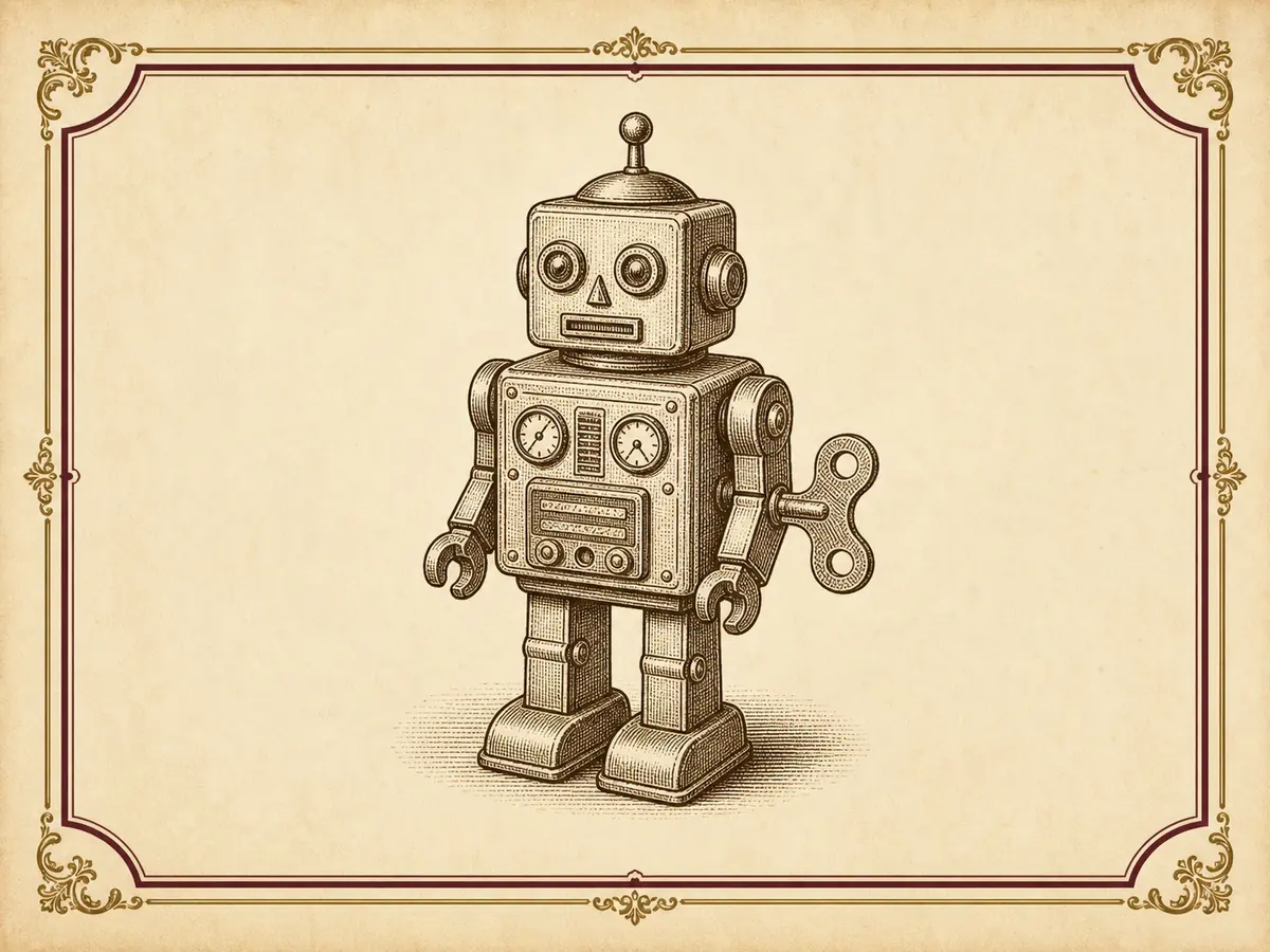 Vintage catalog illustration of a small wind-up toy